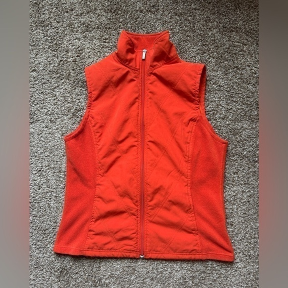 Columbia Vest Orange Sleeveless Zip Fleece Lightweight